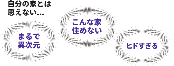 自分の家とは思えない...。まるで 異次元。こんな家住めない。ヒドすぎる